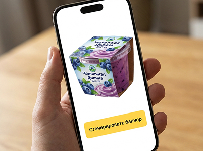 Смартфон с результатом генерации баннера